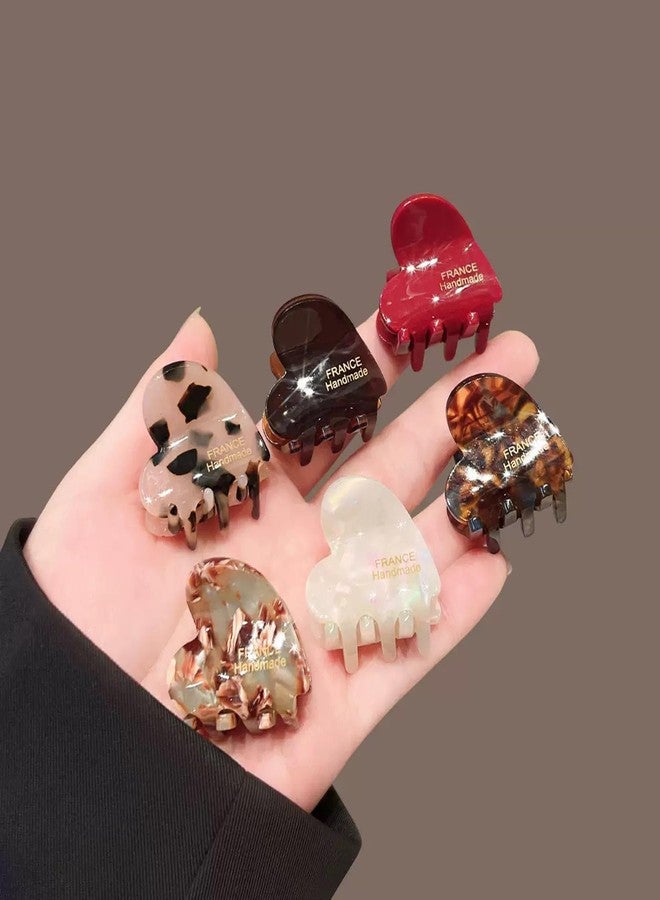 Agirlvct Small Hair Clips,1.4" Heart Acetate Hair Claw Clips, Strong Hold Nonslip Half-Up Jaw Clip Hair Accessories Birthday Thanksgiving Christmas Gift for Women Girls Mother Daughter Thin Thick(6 PCS) - Image 5